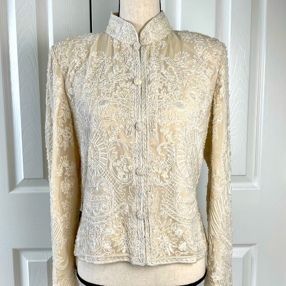 Vintage Adrianna Papell Beaded Lace Evening Jacket — EUC - Picture 3 of 14